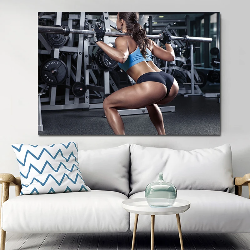 

Female Girl Fitness Gym Wall Art Canvas Poster and Print Canvas Painting Decorative Picture Living Room Home Decor Accessories