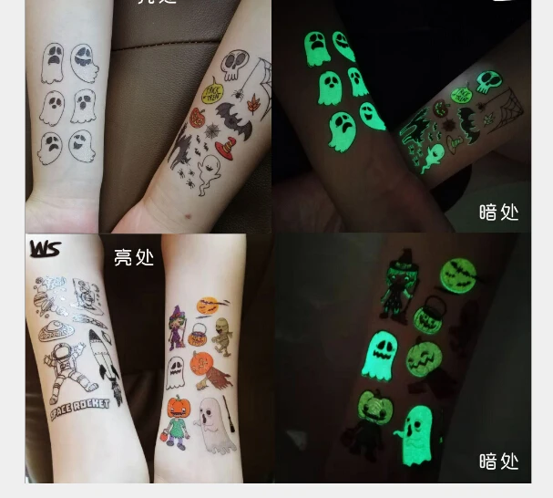 Светящаяся темная Татуировка наклейка космический корабль маленькая рука