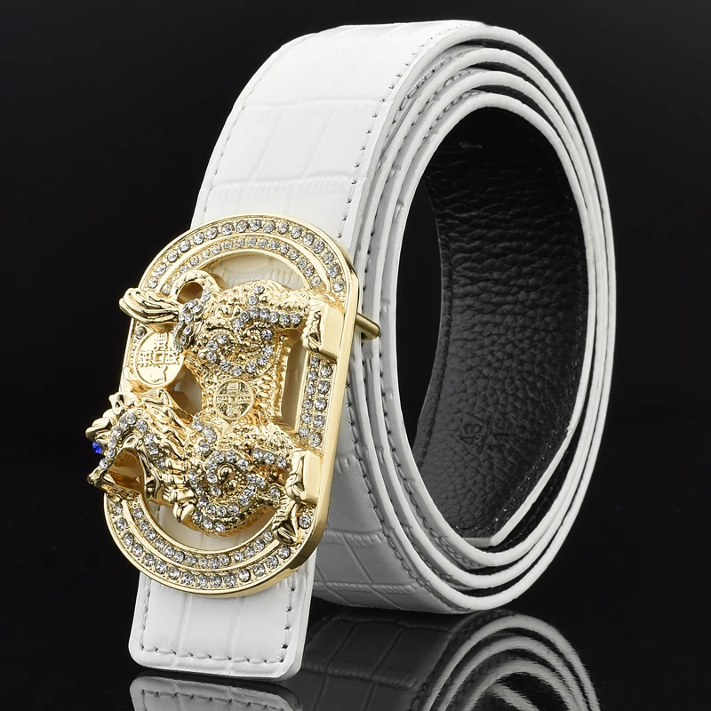 New High quality Kirin belt men white Waistband fashion golden Waistband genuine leather luxury brand ceinture homme waist belt