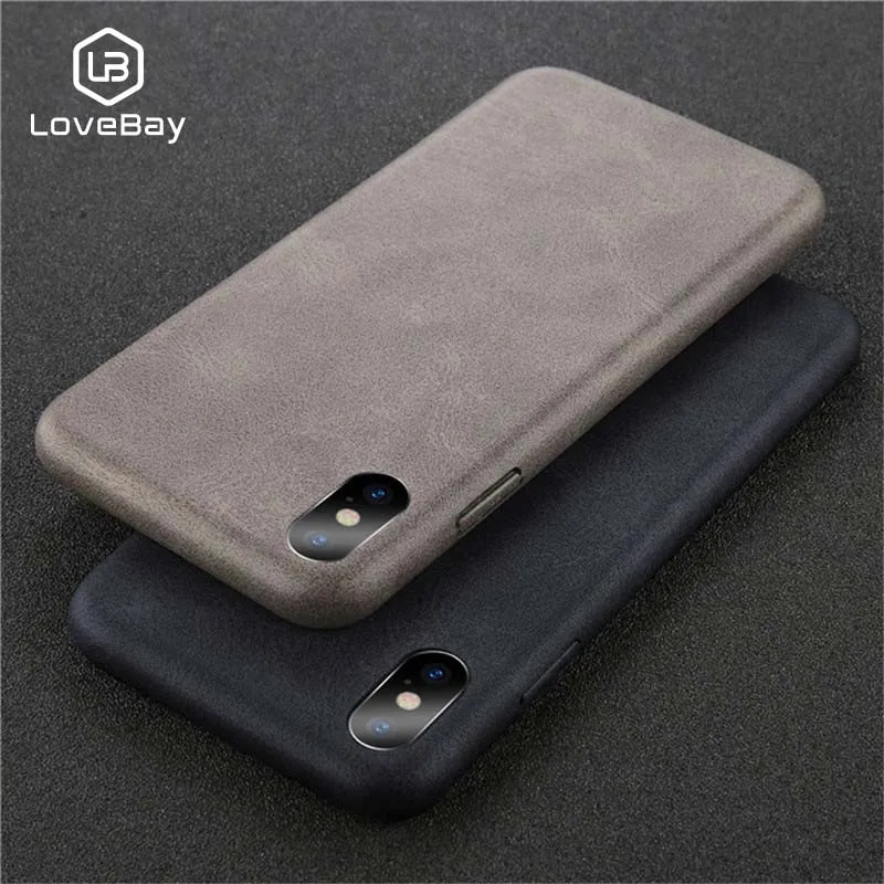 Lovebay кожаный чехол для телефона iPhone 6 6S 7 8 Plus Ретро Бизнес Жесткий ПК три границы s X