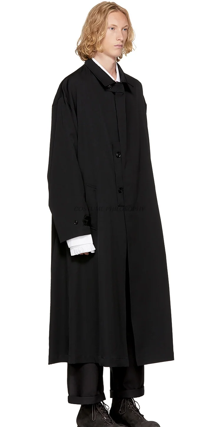 Мужская однобортная ветровка средней длины свободного кроя осень и зима | одежда