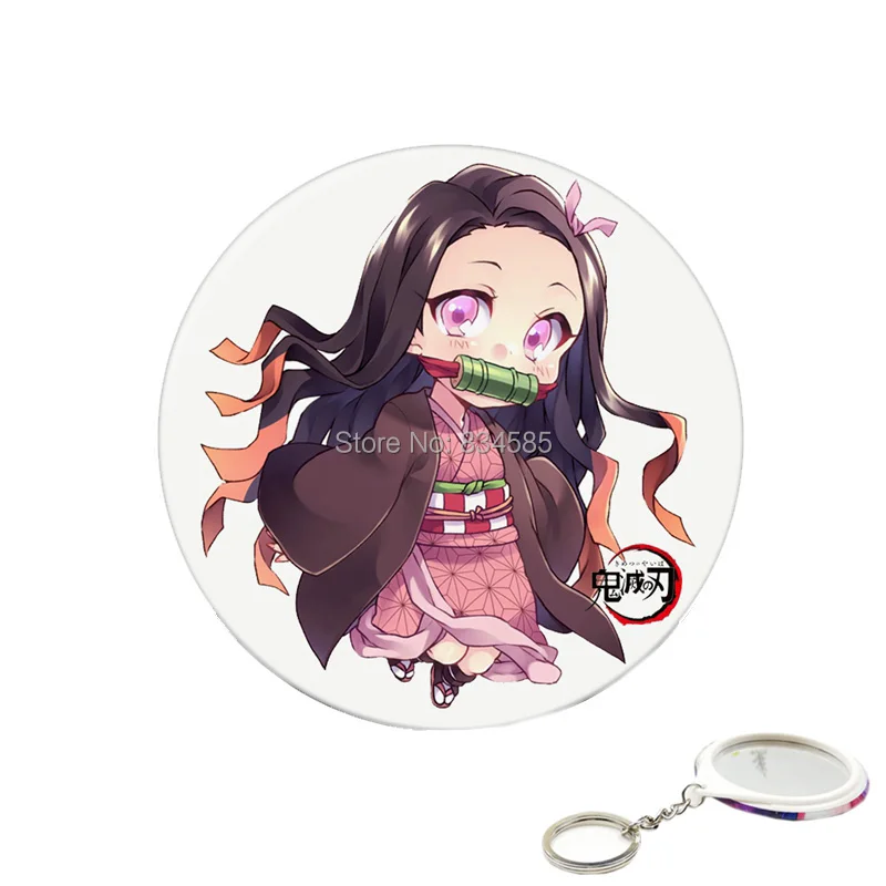 Аниме Demon Slayer: Kimetsu no Yaiba брелок Kamado Tanjirou/Nezuko с зеркалами для макияжа рюкзака/сумки
