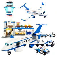 city airliner airport airplane building block set model international airport airline plane aircraft toy for children