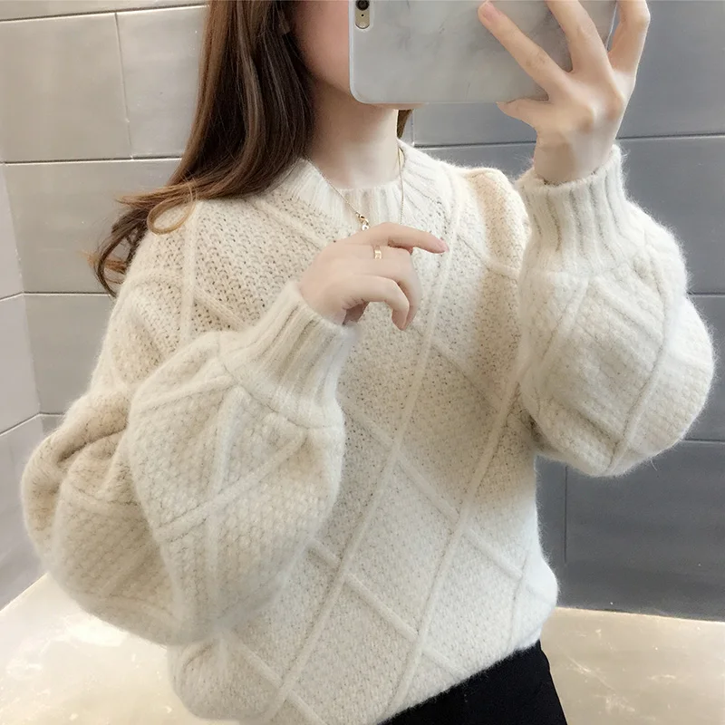

2021 New fashion Winter plush sweater women's hooded velvet loose long-sleeved hooded one