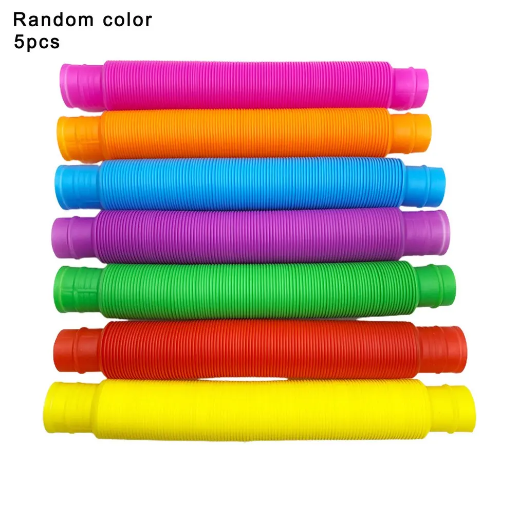 

5pcs Colorful Plastic Pop Tube Coil Children' S Creative Circle Toys Early Development Educational Folding Toy Color Random