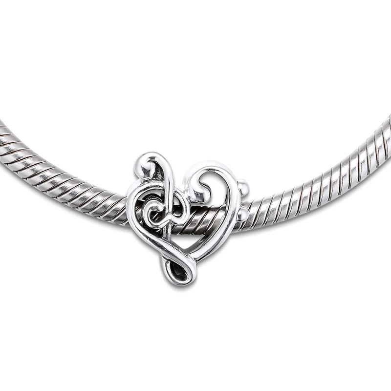 

DIY Fits for Europe Charms Bracelets Heart Treble Clef Beads 100% 925 Sterling-Silver-Jewelry Free Shipping