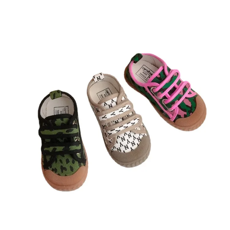 

Korean Children's Pinted flat running Shoes 2021 Fall New Boys and Girls Baby Canvas Shoes Toddler Casual All Match Shoes