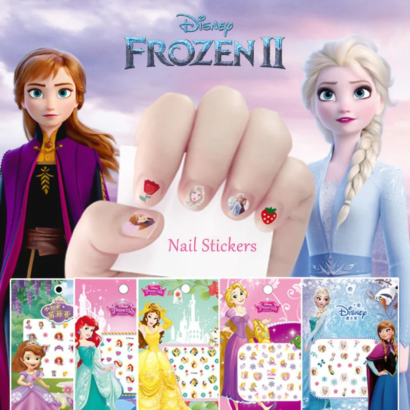 

Frozen 2 Elsa Anna Nail Stickers Toy New Disney Sofia White Snow Princess Mickey Minnie Lovely Girls Toy For Girlfriend Kid Gift