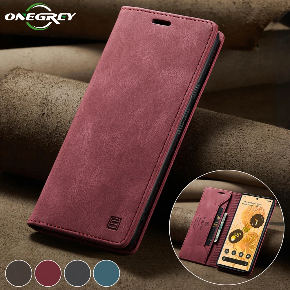 

Luxury Frosted Solid Color Flip Leather Case For Google Pixel 6 Pro 6pro Pixel6 Magnetic Wallet Cards Holder Stand Phone Cover