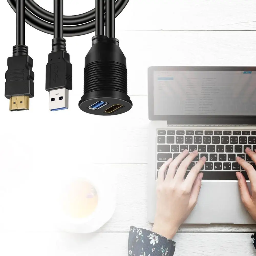 

USB 3,0 и HDMI к HDMI + USB3.0 AUX панель расширения водонепроницаемый автомобиль для встроенных монтажных кабелей