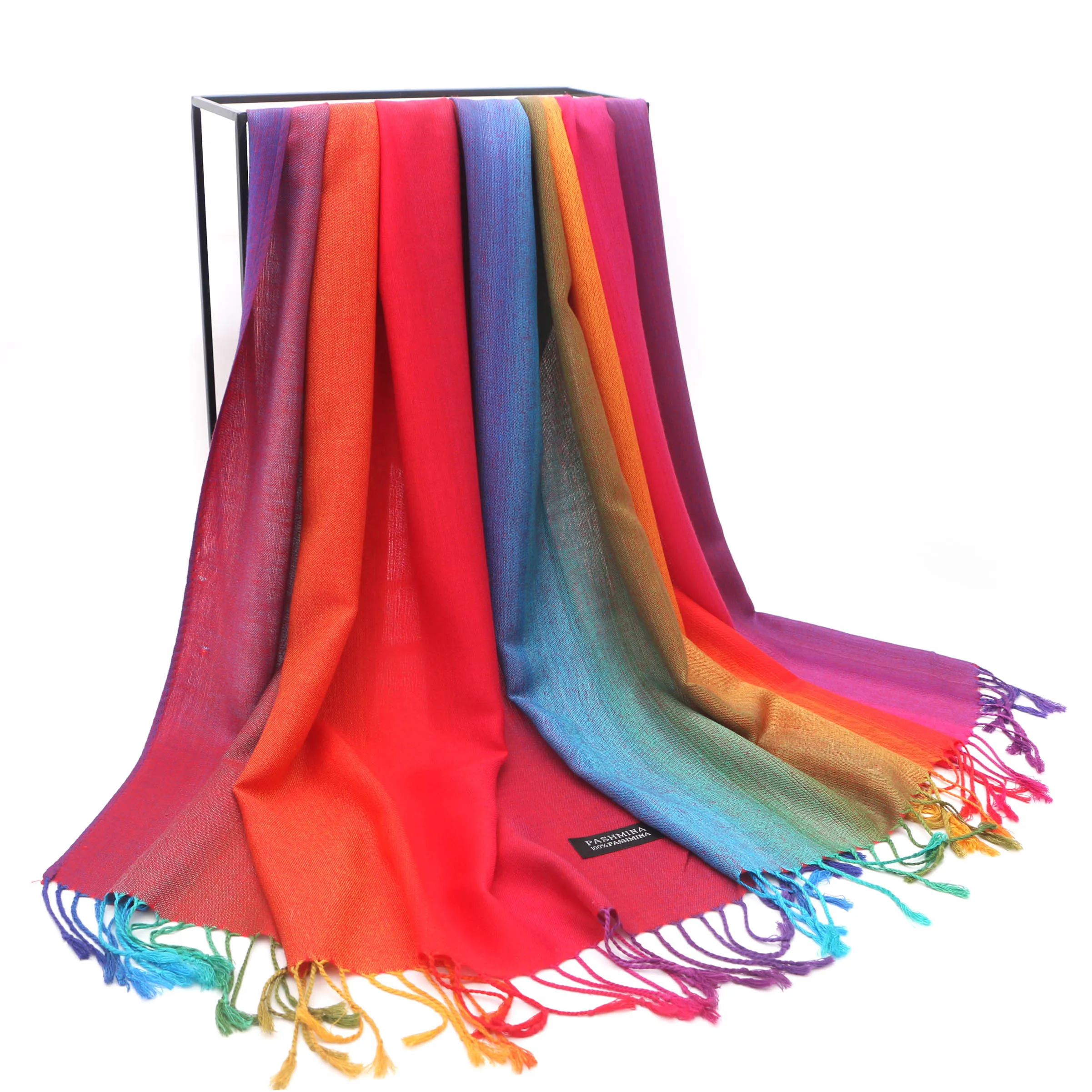 [FAITHINK] Женский Радужный хлопковый платок Пашмина брендовый роскошный женский