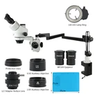 3,5x-90X siмультифокальный Тринокулярный стереомикроскоп Шарнирный Рычаг зажим 0,5x 2.0X Вспомогательный объектив светильник