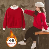 girls sweaters autumn winter kids long sleeve tops clothes casual children velvet thick sweatshirt for girls 5 6 8 10 12 years
