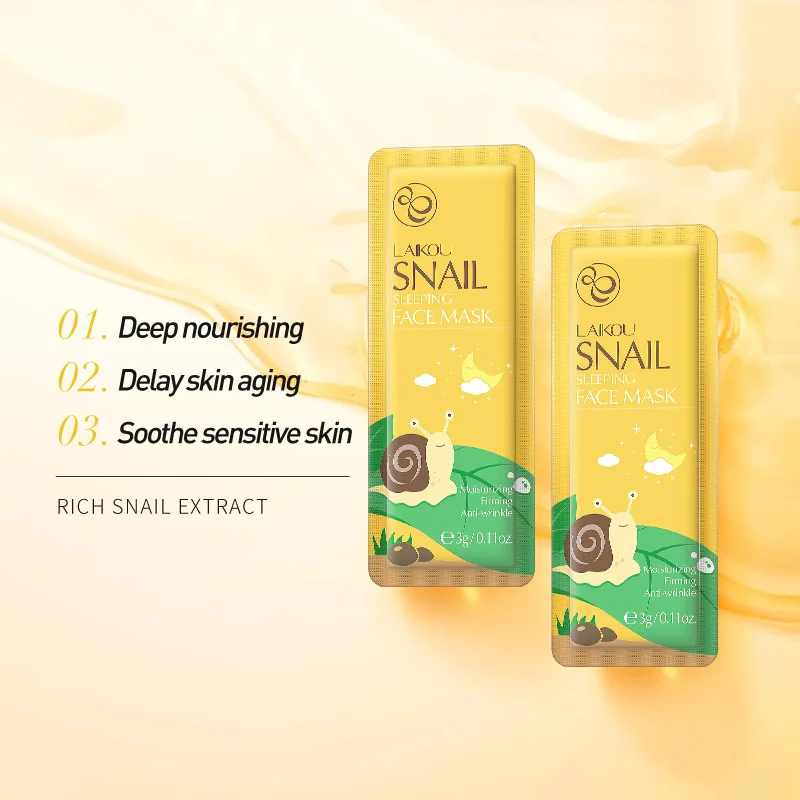 

LAIKOU Snail Face Mask Sleeping Facial Mask No Washing Beauty Face Care Portable Travel Home Anti Wrinkle Moisturizing Skin Care