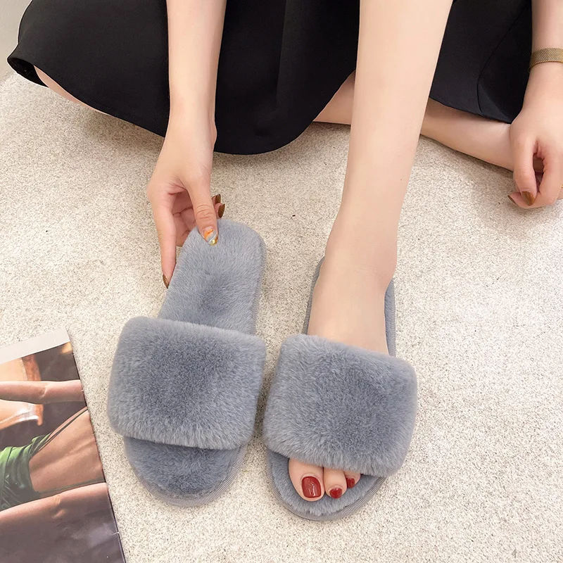 

2021 Casual Slippers Low Heel Cotton Female Winter Thick Bottom Lovers Anti-skid Plush Slippers Womens Shoes House Slippers