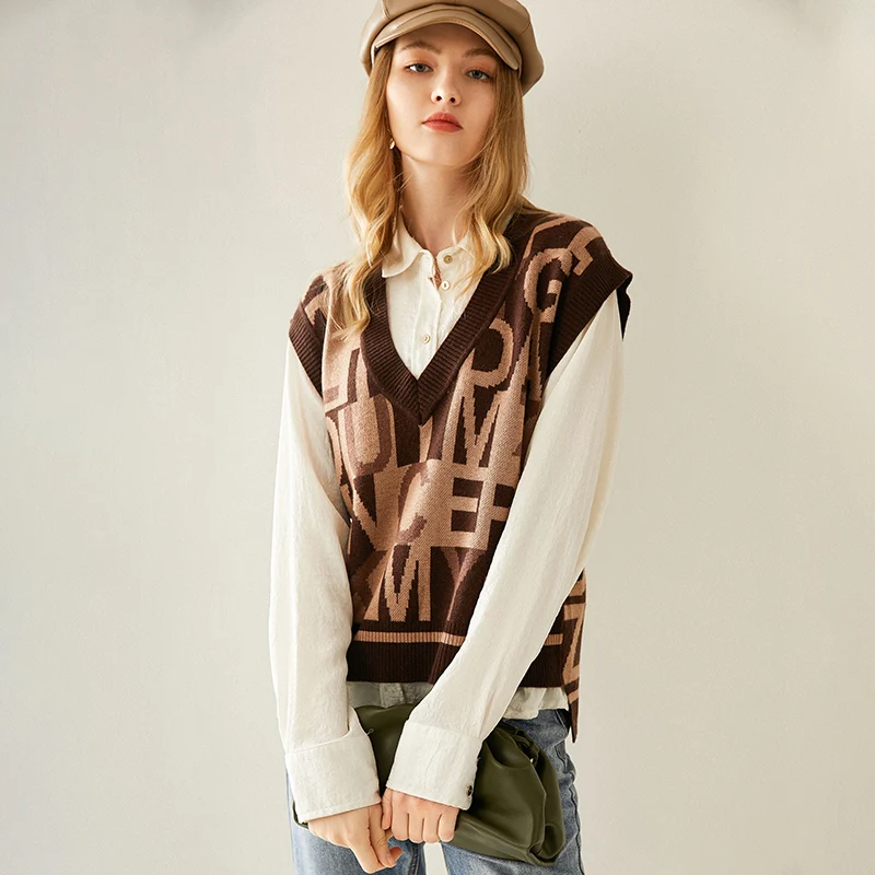 Осенне-зимний новый модный кашемировый жилет женская куртка с V-образным вырезом