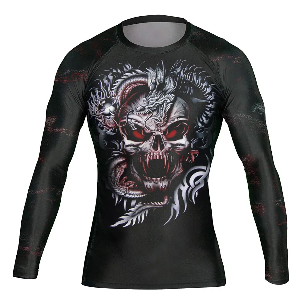 

Men's Dragon Skull Sports Wicking Cycling Quick-Drying Cage Fighting Easily Match BJJ Rash Guards for Team Club
