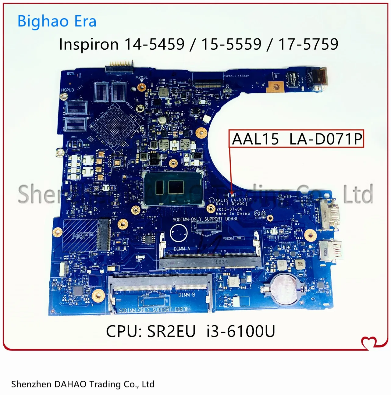 

Материнская плата для ноутбука DELL Inspiron 14, 5459, 15, 5559, 17, 5759