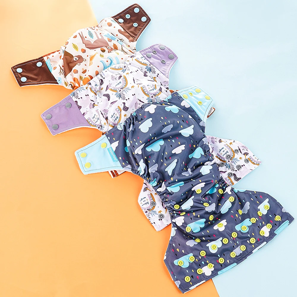 Карманный тканевый подгузник Happy Flute Onesize AI2 с бамбуковой хлопковой вставкой