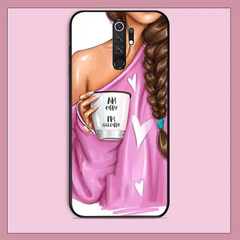 

Fashion coffee Women Girls Phone Case for Redmi Note 4 5 6 8 9 pro Max 4X 5A 9S cover