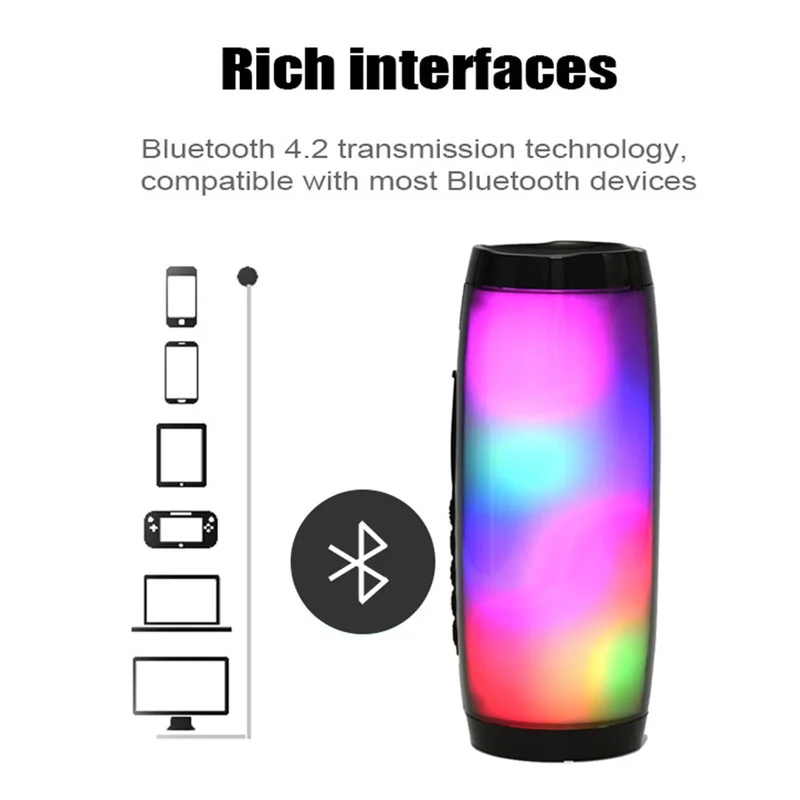 10 Вт светодиодный стереофонический сабвуфер Колонка беспроводной bluetooth динамик Сода портативный звуковой бум бокс водонепроницаемый ПК fm-радио USB динамик