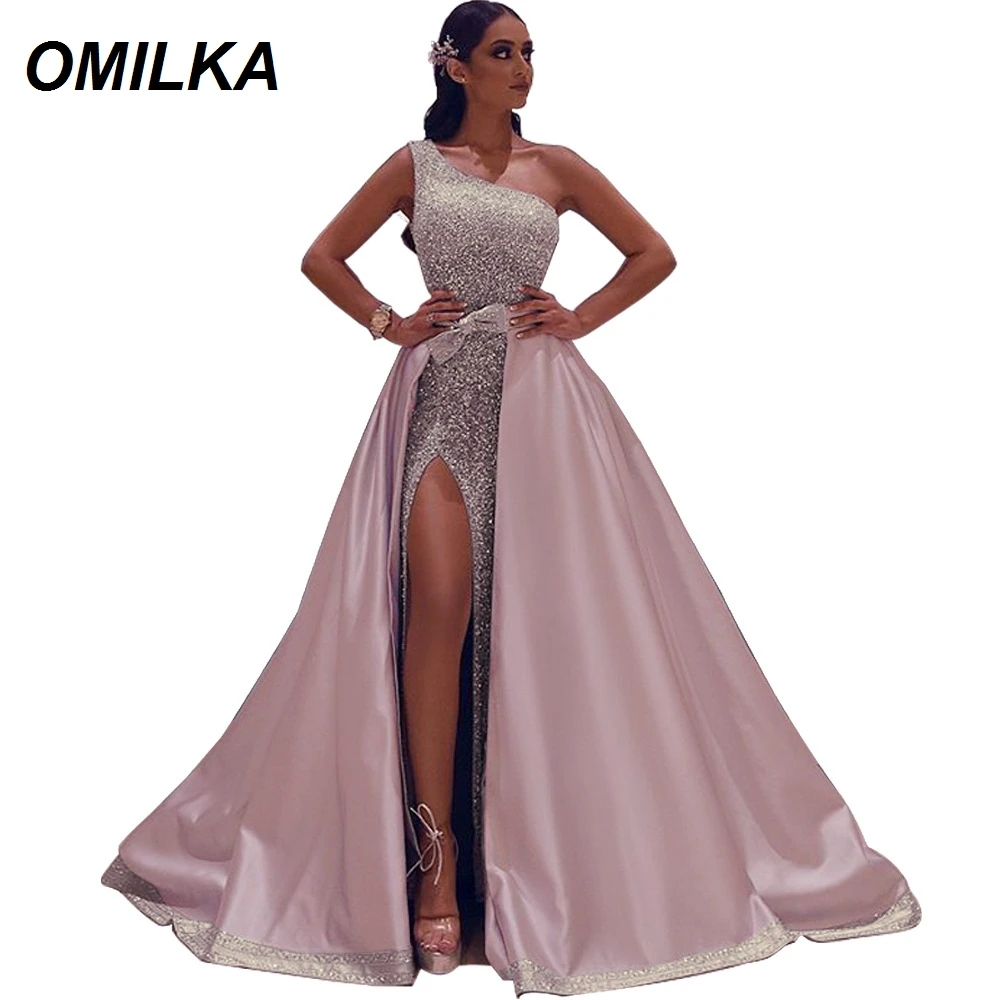 Женское длинное платье на одно плечо OMILKA черное элегантное вечернее без рукавов