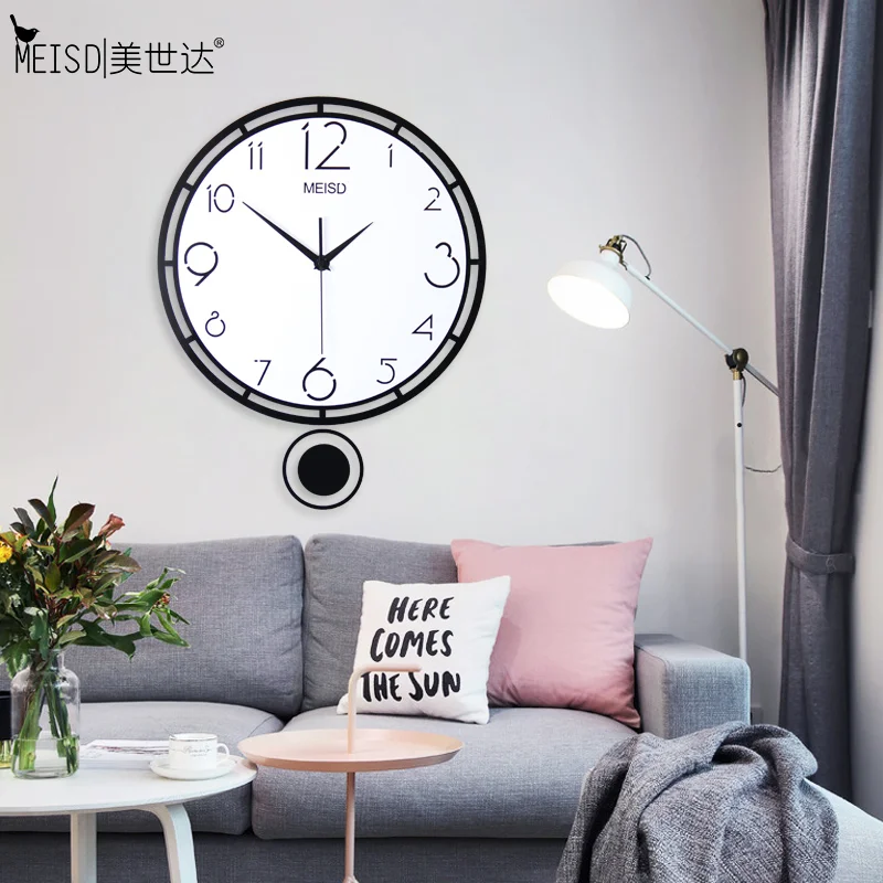 MEISD новый дизайн настенные часы бесшумные маятниковые круглые белые Современный