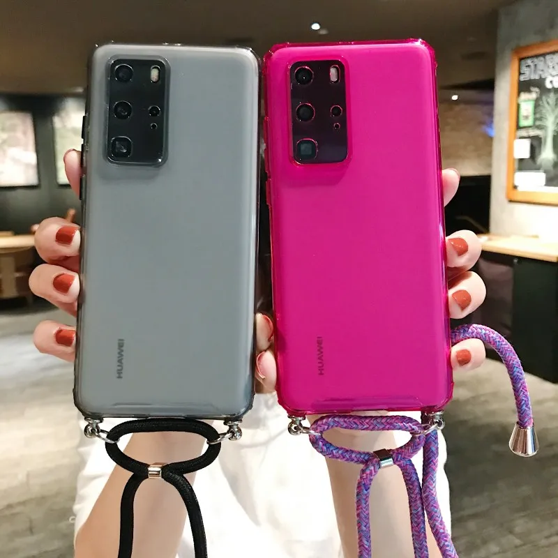 Чехол с цепочкой и шнуром для Huawei P40 P30 Pro Lite чехол ремешком через плечо Y6 Y9 2018 Y5 Y7 2019