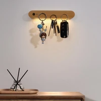 wooden sensor rechargeable night light portable led bedroom wall sensor magnetic key holder cabinet door hanging lamp home light