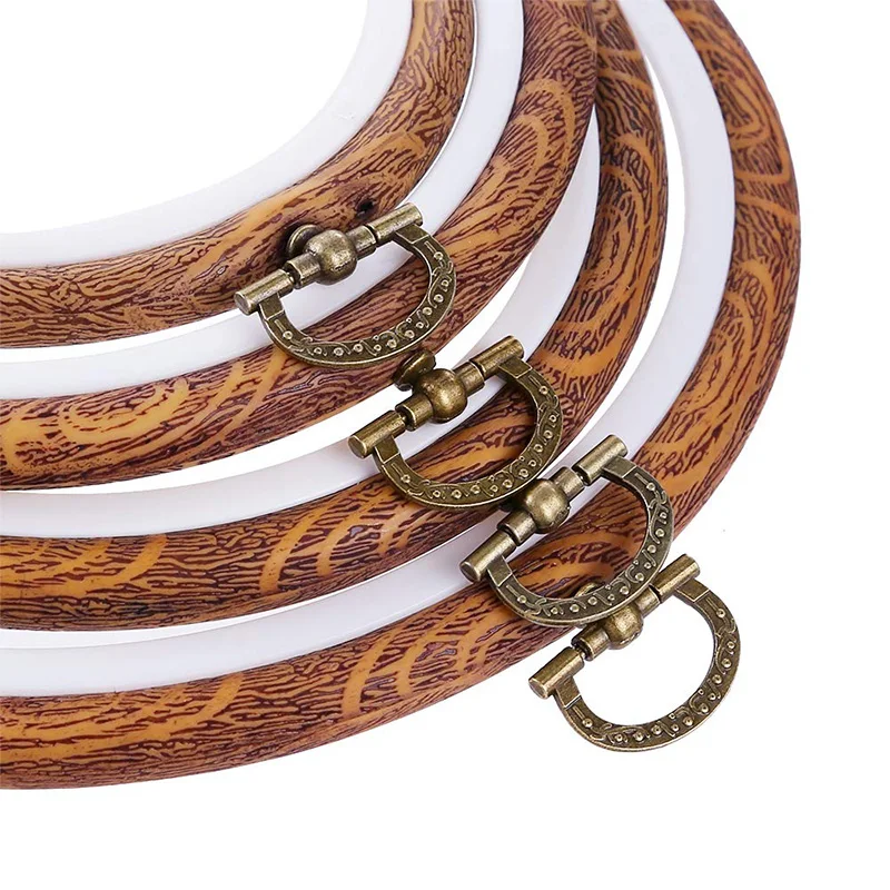 4 шт Вышивка кольца Пластиковые вышивки крестом набор обручей имитация дерева