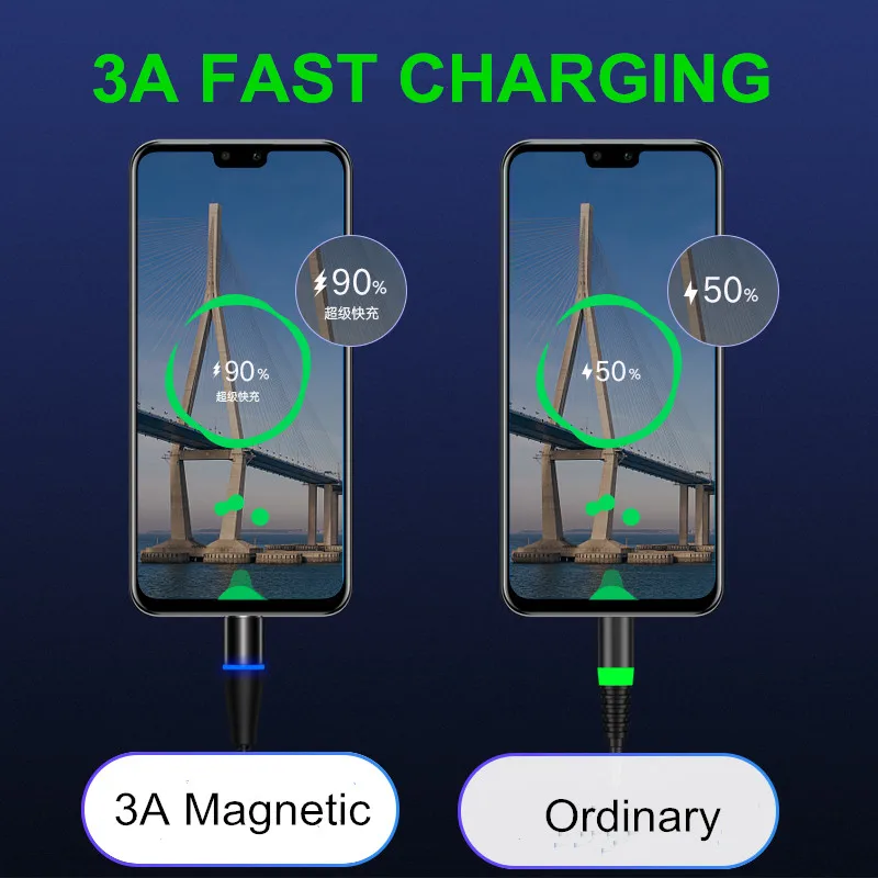 Магнитный кабель Micro USB для быстрой зарядки Vanniso 2m 3A для iPhone X 7 samsung A50 Xiaomi mi9, магнитный кабель usb type-c для передачи данных