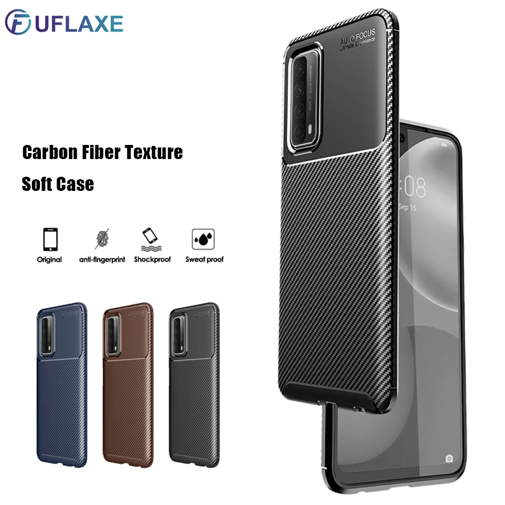 

UFlaxe Soft Silicone Case for Huawei P Smart 2021 Carbon Fiber Texture Ultra-thin Shockproof Cover P Smart Z Plus 2019