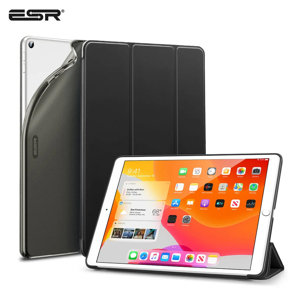 

ESR Rebound Slim Smart Case for iPad 7th Gen 2019 Cover Flexible TPU Rubberized Coating Back Case for iPad 7 2019 10.2" Folio
