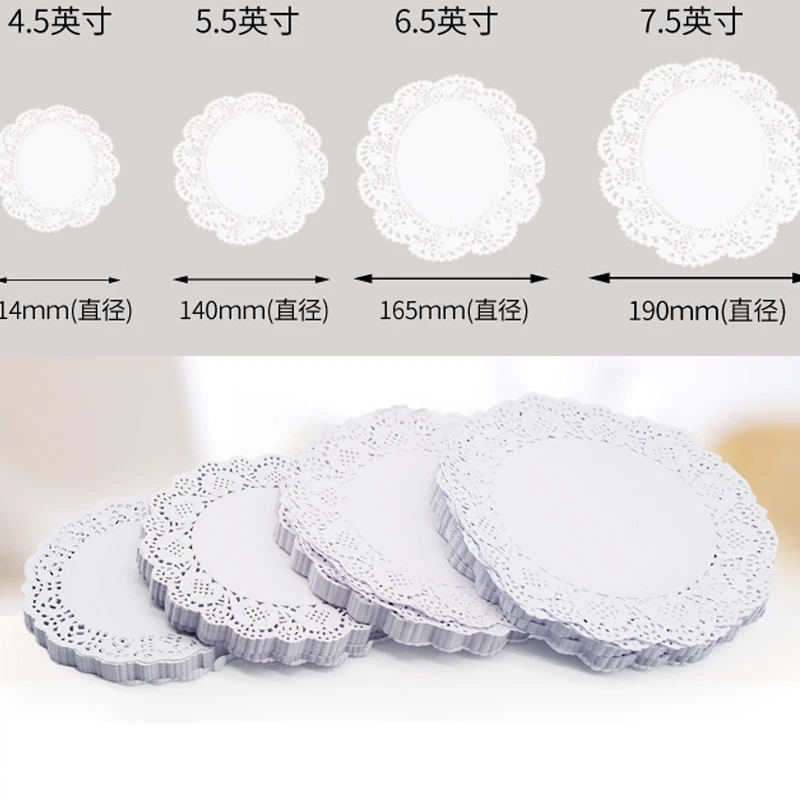 

4.5/5.5/6.5/7.5inch 100pcs/lot Round Lace Paper Oil Absorbing Paper Cake Biscuit Decoration Bottom Paper Party Wedding Supplies