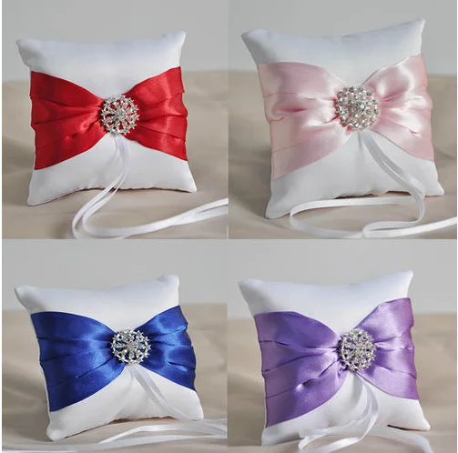 Мини размер 10*10 см атласное кольцо Подушка с Стразы | Дом и сад