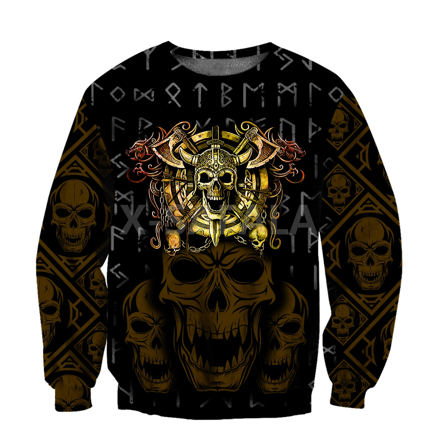 

Golden Viking Skull Trippy Art 3D Print Size XS-7XL Hoodie Man Women Harajuku Outwear Zipper Pullover Sweatshirt Casual Unisex