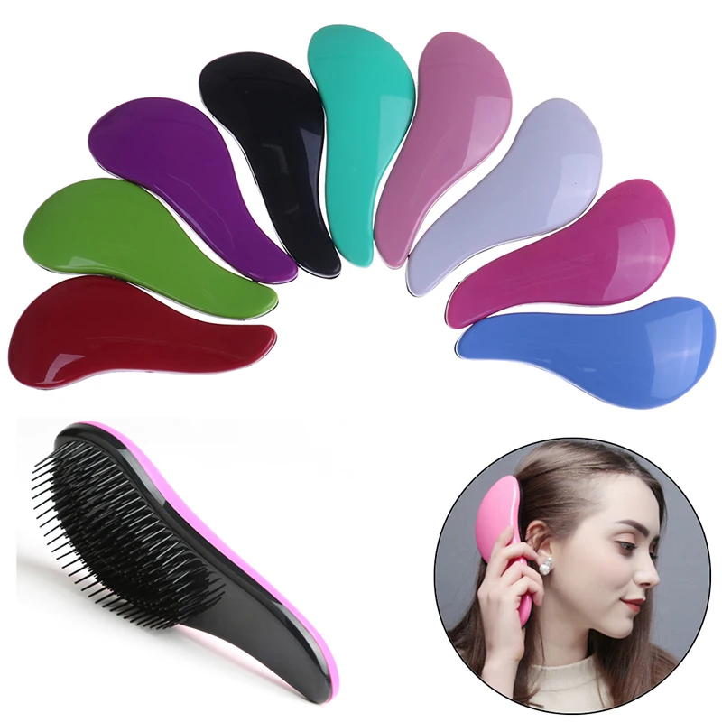 

Detangling щетки для волос салон нежный Антистатическая щетка Клубок Мокрый Сухой щетина ручка клубок вьющиеся для малышей и детей постарше и Дл...