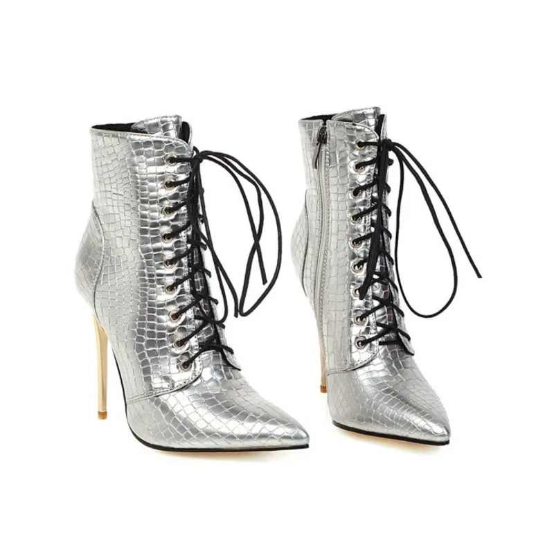 

Western Pointed Women's Shoes Fashion Winter New Striped Women's Sexy Super High Heels Women's Warm Leather Boots