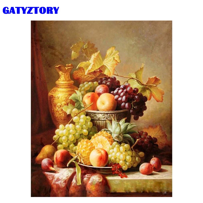 GATYZTORY рамка фрукты Сделай Сам краска по номерам Современная Настенная художественная ручная краска ed Масляная Краска Акриловая Краска на холсте 40x50 см произведение искусства