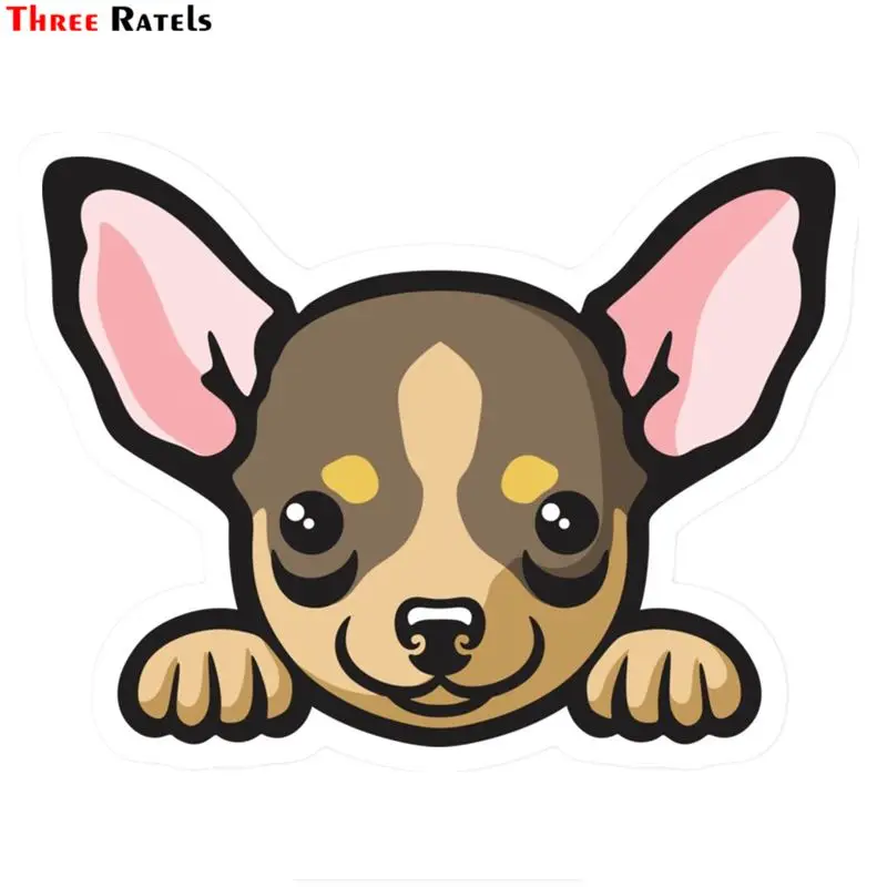 

Three Ratels FC404 Peeking Chihuahua Dog Sticker Decal For Motorcycle