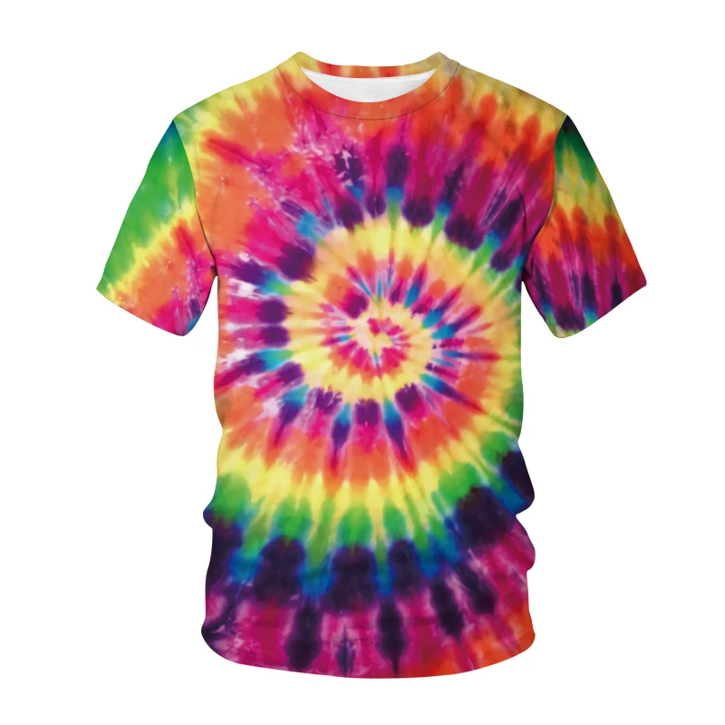 

2021 Casual Personality Striped Summer O-Neck T-Shirt Painted Graffiti Pattern 3D Printing Short-Sleeved Male And Female Hip-Hop