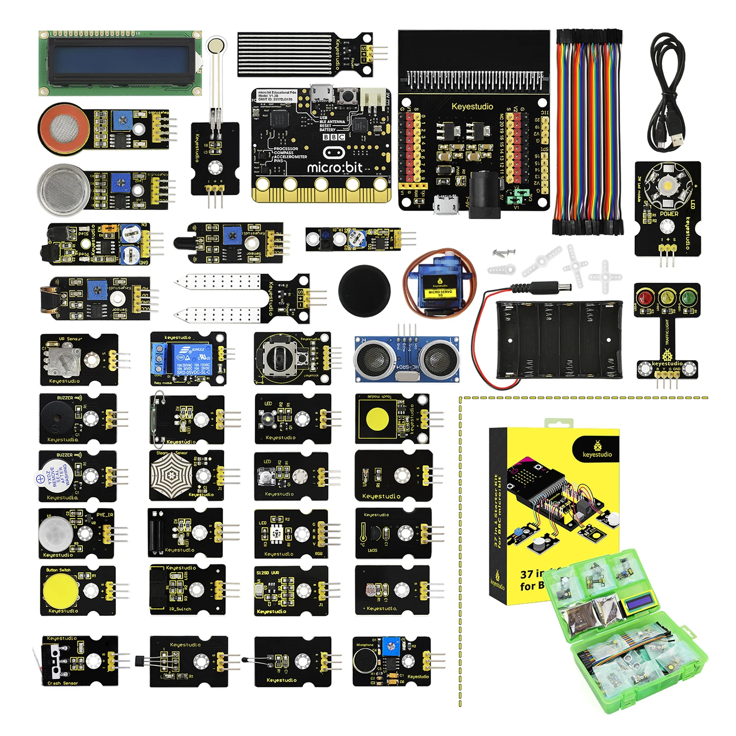 Keyestudio 37 в 1 стартовый набор датчика с микро: битовая плата для BBC Micro:Bit DIY проектов