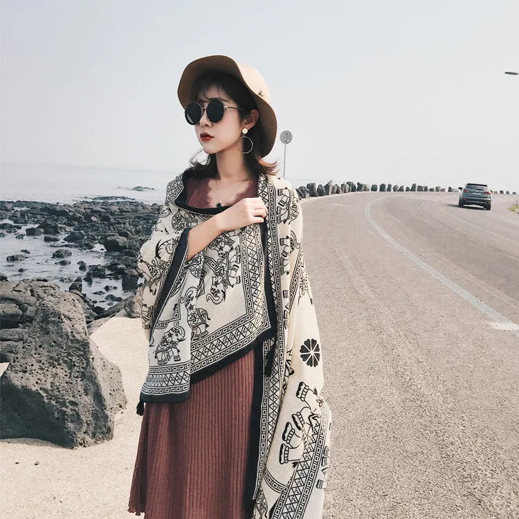 180*90 см новинка 2020 женские шелковые шарфы в национальном стиле с принтом