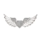 Металлический значок в форме сердца для женщин, винтажный посеребренный значок на булавке, прекрасный подарок для подруг, брошь с крыльями ангела