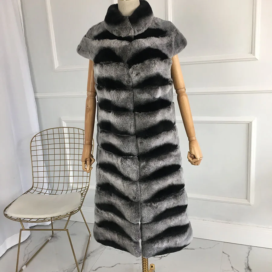 высокий качество желетка под шиншиллу натуральная шуба из Натурального Меха