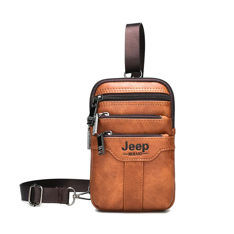 577-Orange JEEP BULUO многофункциональная маленькая нагрудная сумка на ремне, сумка на талию для мужчин, новая модная повседневная мужская сумка через плечо - Цвет: 577-Orange