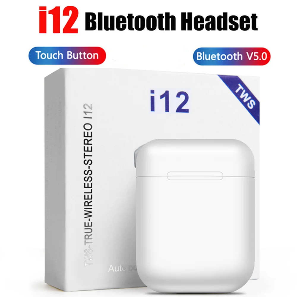 10 шт. i12 TWS Bluetooth наушники беспроводные наушники сенсорное управление наушники 3D объемный звук и зарядный чехол