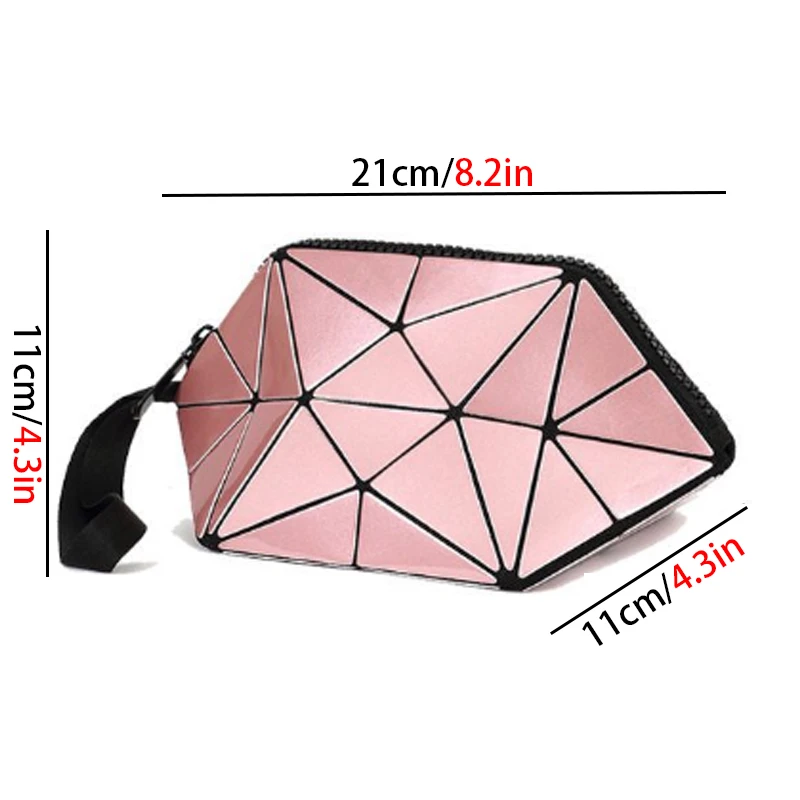 

Color-Changing Shell Cosmetic Bag Geometric Rhombus Pattern Lipstick Storage Bag Cosmetic Storage Bag Travel Cosmetic Bag