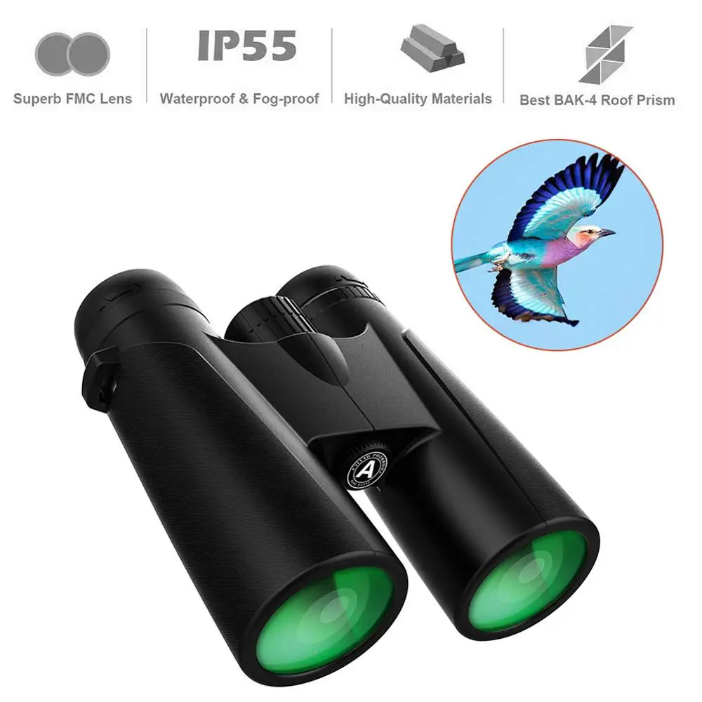 

Бинокль 12x42, мощный HD телескоп BK4, призма, оптические линзы, для охоты, наблюдения за птицами, кемпинга