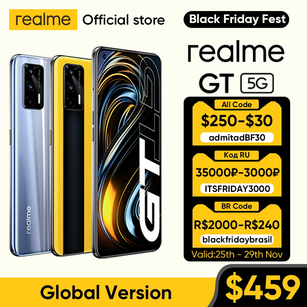  Смартфон realme GT, телефон со встроенным дисплеем, процессором Snapdragon 888, 65 Вт, 120 Гц, AMOLED экраном 6,43 дюйма, ОЗУ 8 Гб, ПЗУ 128 ГБ, NFC, 4500 мАч 